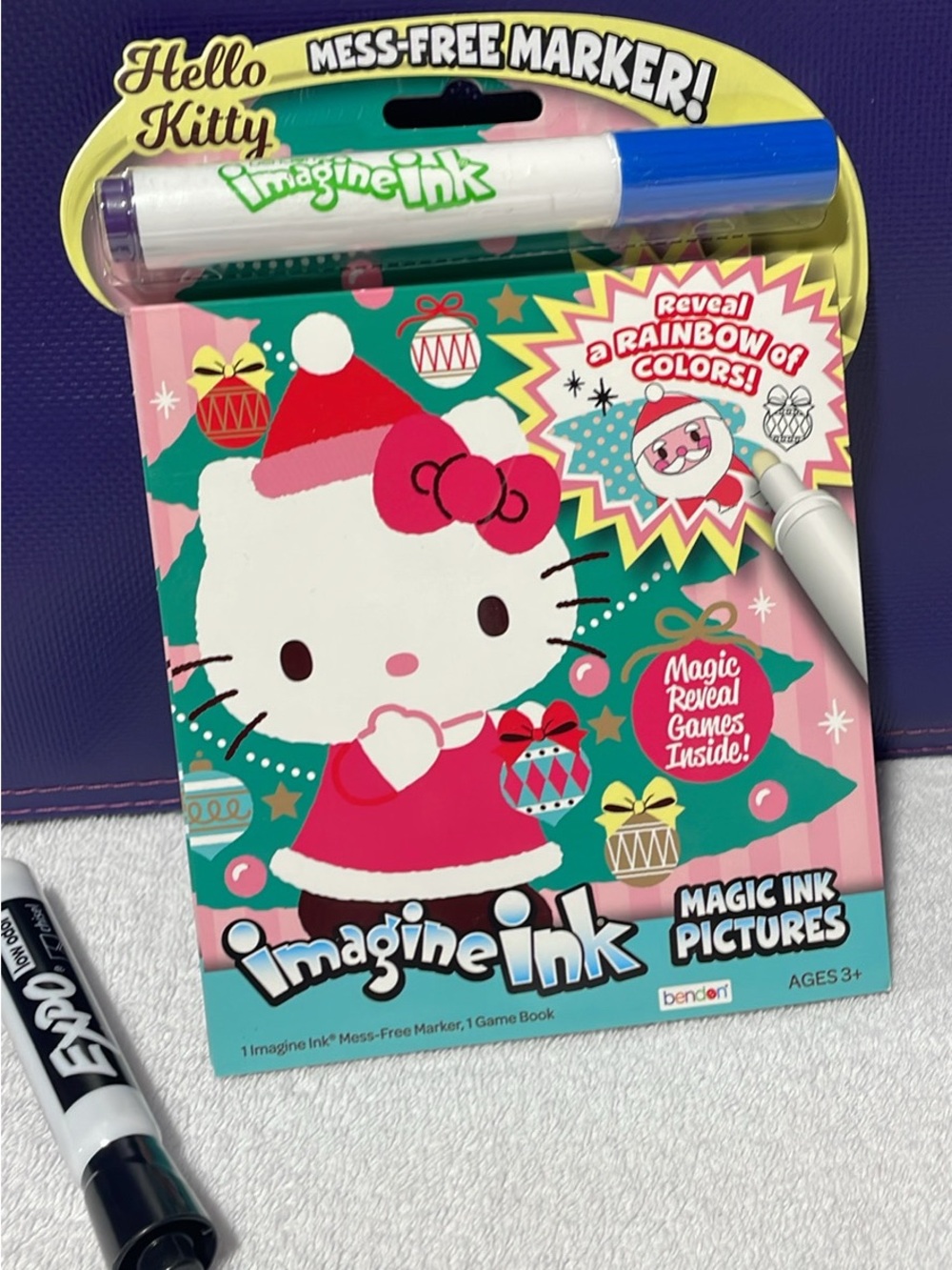 Hello Kitty Imagine Ink Magic Ink Pictures and Christmas ornament